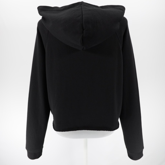 Pink Women's Raw Edge Hem Cropped Everyday Fleece Pullover Hoodie Black Size M - Picture 4 of 8
